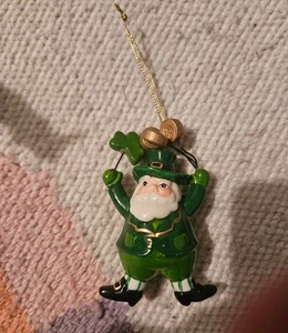 MUNDGEBLASENES GLAS IRISCHER WEIHNACHTSMANN ORNAMENT~TOPF GOLD~IRLAND~KLEEBLATT~GLÜCK~ST PATRICK - Bild 1 von 2