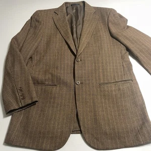 Pendleton Mens Worsted Wool Blazer Brown Houndstooth Jacket Sports Coat 42 R - Picture 1 of 11