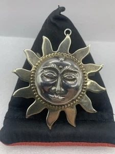 Vintage Sterlingsilber großer himmlischer Sonnengesicht Anhänger 3" B1 - Bild 1 von 4