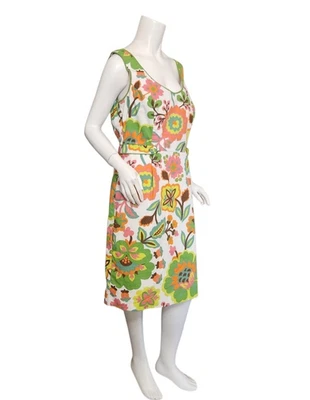Vestido BODEN Retro Estampado Floral Algodón Sin Mangas Forrado Talla US 12R/UK 16R Foto 1 de 4