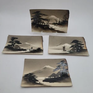 Antique Ink Painting Of Nature Mountain Lake Tree Art Card Postcard Japan - Picture 1 of 3