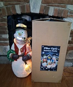 Vintage Rare Fiber Optic Snowman Father 30" Tested Works Original Box J.C. Penny - Picture 1 of 6