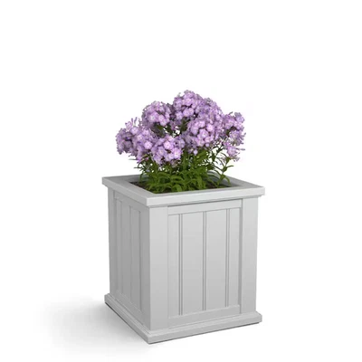 Cape Cod 16 In. Square Self-Watering White Polyethylene Planter - Image 1 of 4