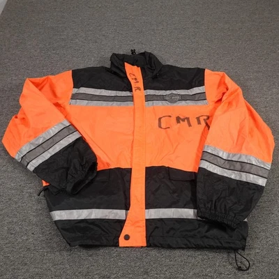 Harley Davidson Jacket Mens Large Orange Black High Vis Reflective Riding Gear - Image 1 of 4