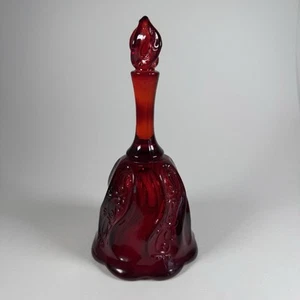 Fenton Vintage Glass Bell Ruby Red Swirl Paisley 7" - Picture 1 of 12