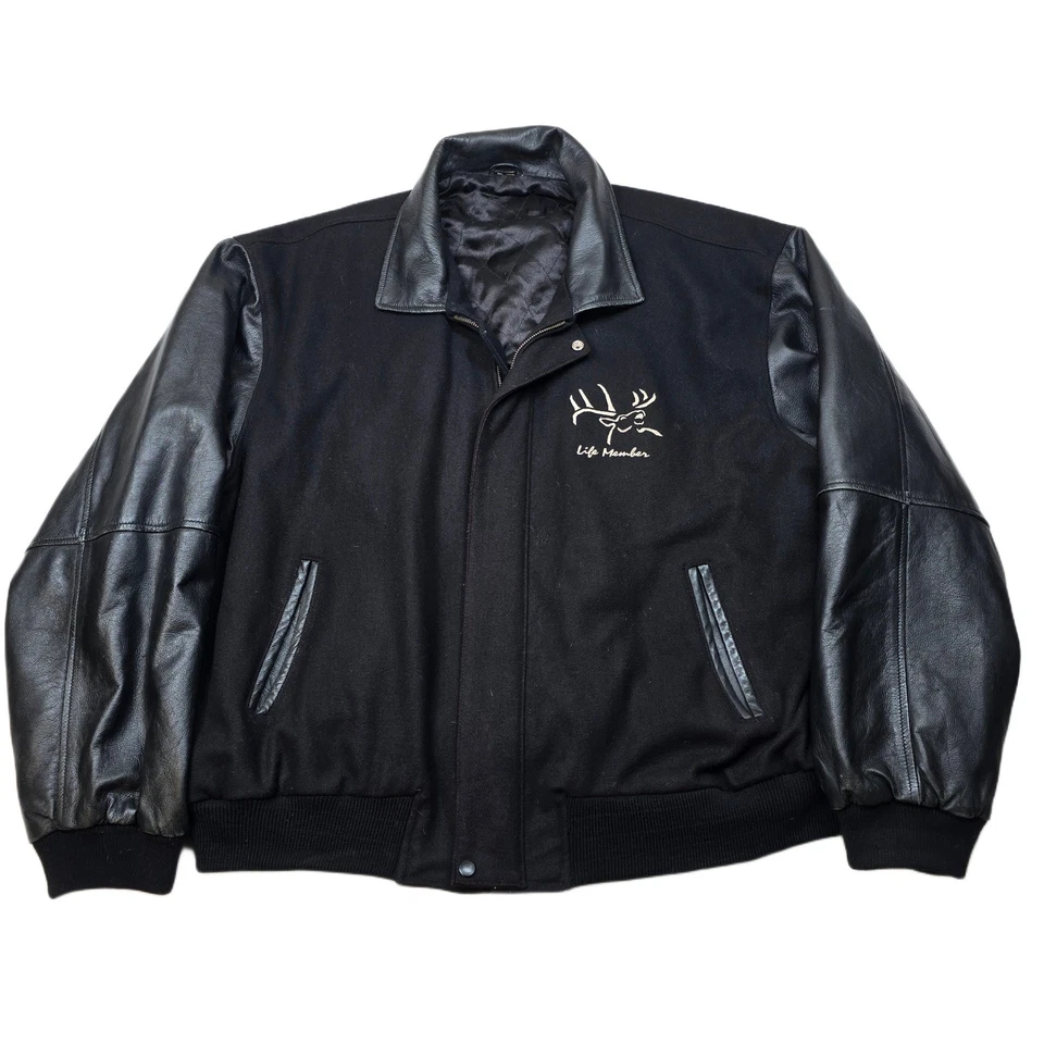 Browning Leather & Wool Jacket Mens 3XL Black Life Member Stag Classic Varsity - Image 1 of 4