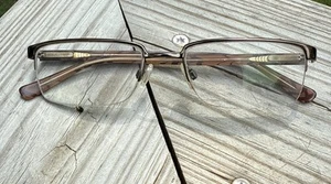 Burberry Braun Metall Rechteckig Halbrand Gestell Brille Italy B1006 52 18 140 - Bild 1 von 3