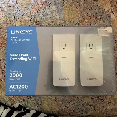 LINKSYS AC1200 RE6350 Dual-Band Wi-Fi Range Extender 2000 SqFt 2 Pack Sealed New - Image 1 of 4