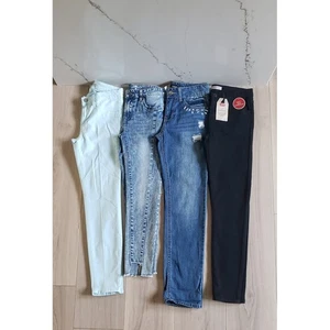 Girls Size 12 Designer Jeans Lot Levi's 7FAM Bebe J Brand 4 Pairs Back 2 School - Picture 1 of 6