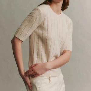 NUEVO TWP Suéter Pullover Audrey Cashmere Pointelle Tejido Manga Corta L Nuevo con Etiquetas $525 - Imagen 1 de 14