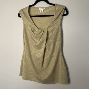 Top Casa Blanca Mercado Negro Dorado Brillante Sin Mangas Vacaciones Navidad Año Nuevo  - Imagen 1 de 6