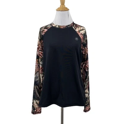 Camisa Raglán Ligera Hurley Rashguard Mujer L Grande Negra Palma Dispersa Foto 1 de 4