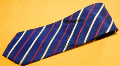 LANDS' END MADE IN U.S.A. BLUE/YELLOW/RED STRIPED TIE - TIES - DESIGNER TIES. - Image 1 of 3