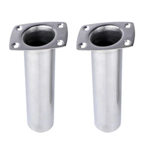 2X Stainless Steel Boat Fishing Rod Holder 15 Degree Flush Mount Kayak Truck RV - Picture 1 of 7