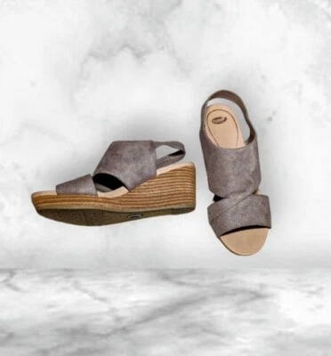 DR SCHOLLS Sandálias Conforto Cunha Slingback Bege Claro CAMURÇA SINTÉTICA Feminina Tamanho 9 - Imagem 1 de 4