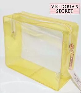 NWT Victoria's Secret Yellow Clear Make Up Cosmetic Bag Travel Pouch Organizer - Picture 1 of 5