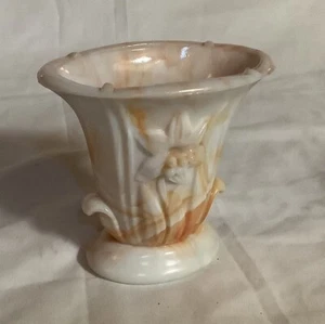 Vintage Akro Agate Lily Flower Vase with Orange and White Glass - Picture 1 of 4