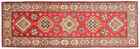 Kazak Teppich 60x180 Handgeknüpft Läufer Rot Geometrisch Orientalisch UNIKAT b
