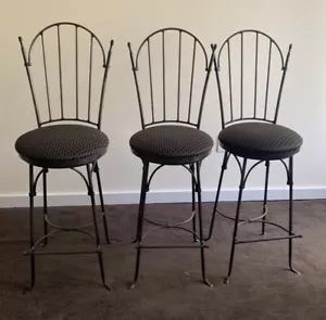 Charleston Forge Wrought-Iron Shaker Arch Height Swivel Stools - Picture 1 of 6