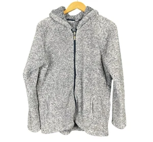 Jason Maxwell Blue and White Faux Fur Zip Up Hoodie with Pockets Women Size L - Picture 1 of 9