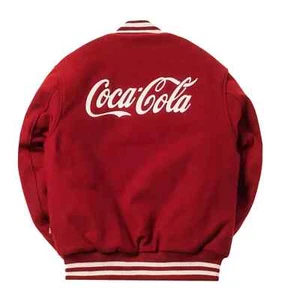 Coca-Cola All Red Wool Bomber Vintage Varsity Jacket Men's Size S M L XL XXL 3XL - Picture 1 of 5