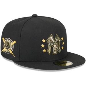 New Era NY Yankees '24 59Fifty AFD Black Gold Green Camo 5950 Patch Fitted Hat - Picture 1 of 3