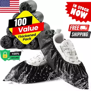 Disposable Shoe Covers, Waterproof Non-Slip Boot Covers, 100 Pack (50 Pairs), In - Picture 1 of 8