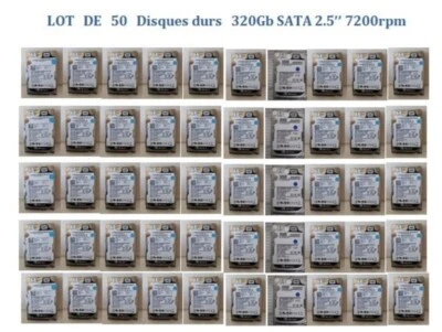 Lot de 50 x Disque dur 320G SATA 2.5'' occasion très bon état,  testé et formaté - Photo 1/4