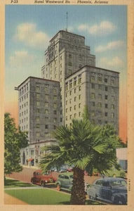 Cartolina Hotel Westward Ho Phoenix Arizona in lino - Foto 1 di 2