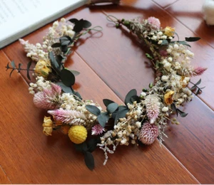 Handmade Fairy Flower Garland Wreath Vintage Forest Style Elf Wedding Headpiece - Picture 1 of 5