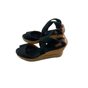 Tory Burch Women's Black Canvas Espadrilles Wedges - 11 - Picture 1 of 13