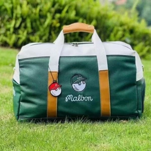 Malbon Golf Boston Bag with shoe storage PU leather Unisex Green - Picture 1 of 7