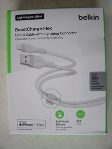 NEW BELKIN BOOST CHARGE FLEX USB-A TO SILICONE CABLE 5 FT LENGTH - Zdjęcie 1 z 2