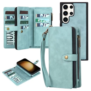 Funda tipo billetera de cuero con cremallera desmontable magnética para Samsung Galaxy S24 Ultra S23 - Imagen 1 de 12
