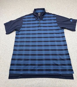 Adidas Shirt Mens Large Blue Gingham Climacool Short Sleeve Stretch Golf Polo - Picture 1 of 7