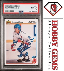TEEMU SELANNE PSA 8 1991-92 Upper Deck #21 - Picture 1 of 2