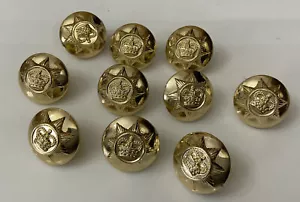 VTG LONDON BADGE BUTTON 10 GOLD ROYAL CORP TRANSPORT 25mm BUTTONS MILITARY ARMY - Picture 1 of 4