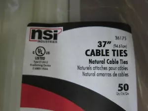 50 Pc NSI #36175 37" Inch Long 175# Pound Nylon Cable Zip Ties Wraps MADE USA FS - Picture 1 of 6