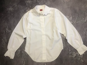 Vintage Kenzo Paris Fancy Lace Collar White Cotton Blouse Size 38 - Picture 1 of 6