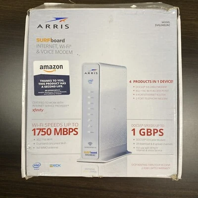 Arris Surfboard Internet WiFi Voice Cable Modem SVG2482AC DOCSIS 3.0 Xfinity  - Image 1 of 4