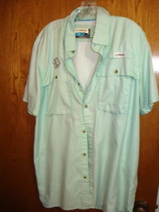 Magellan Green  Mens Button Up/Short Sleeve Fishing Shirt Sz M    Angler Fit - Picture 1 of 3