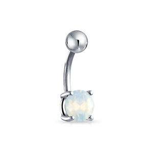 Created Turquoise or Opalite Solitaire Bar Ball Navel Belly Ring