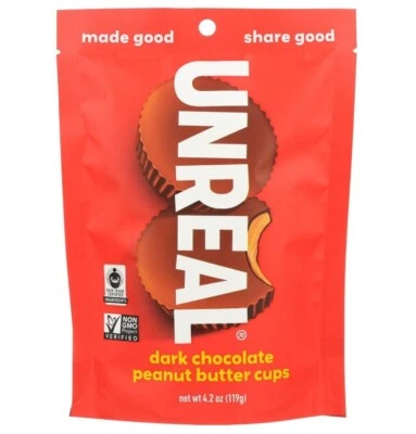 Чашки для арахисового масла Unreal Dark Chocolate - 4,2 унции (упаковка из 6) срок годности 01/2026 - Изображение 1 из 3