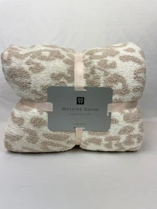 MH MYLUNE HOME Ultra Soft Micro Plush Khaki Leopard Blanket (51x63 inches) NEW - Picture 1 of 6