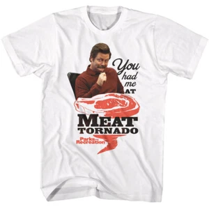 Parks and Recreation Ron Swanson You Had Me At Meat Tornado Men's T Shirt - Picture 1 of 5
