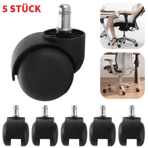 5x Hartbodenrollen Bürostuhlrollen Parkett Laminat 50mm Stift Ø11mm Stuhlrollen - Bild 1 von 14
