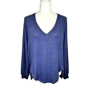 Z Supply Blue Long V-Neck Raglan Sleeve Soft Sweater Top Women's Oversized XS - Picture 1 of 8