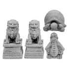 4 Stck. chinesischer Stil Löwe Figuren Mini Tier Nord Ornament Schildkröte