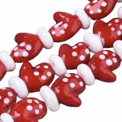 1 Strand Red Handmade Lampwork Christmas Gloves Beads Strands for Jewelry Making - Image 1 of 3