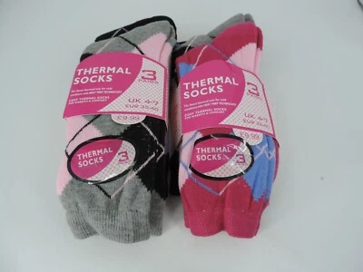 MEIAS TÉRMICAS FEMININAS ARGYLE 2 peças Reino Unido 4-7 LN120 JJ 14 - Imagem 1 de 4